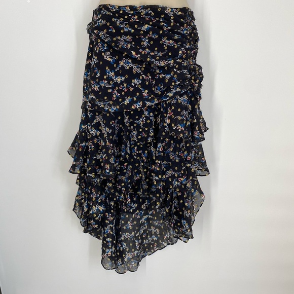 Veronica Beard Cella Metallic Floral Silk Skirt 0 - Picture 6 of 11